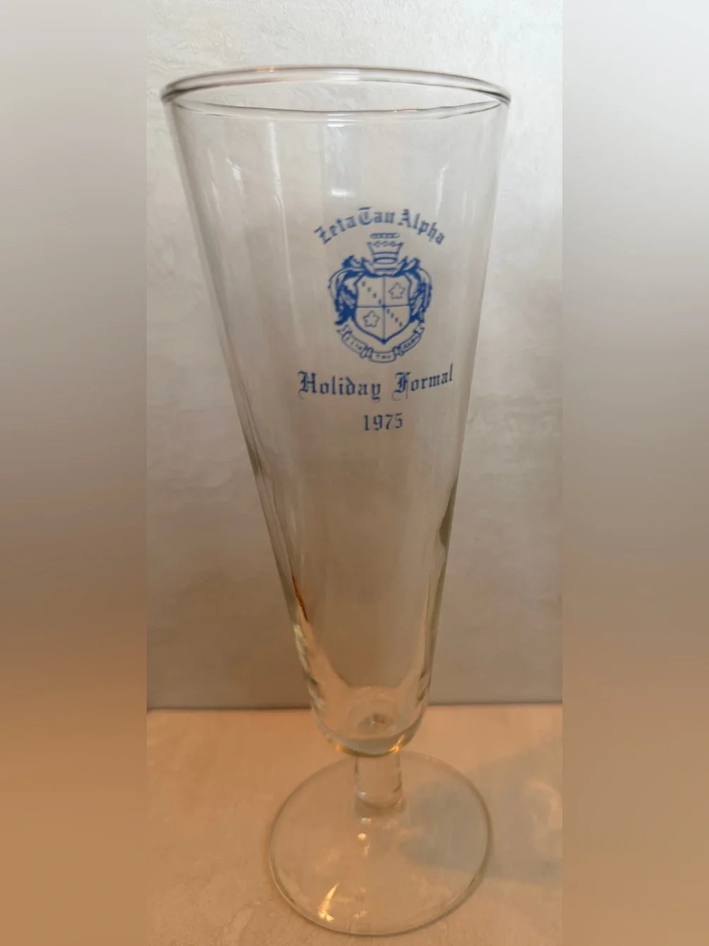 Vtg Zeta Tau Alpha 1975 Holiday Formal Pilsner Glasses Set of 2  8 1/2